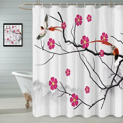 Papillon Rideau Douche 240X200 Cm Rouge, Rideau De Douche Anti