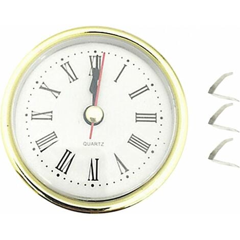 65mm / 2,5 pouces quartz horloge insert universel silencieux Mini horloge  or décor chiffres romains pour