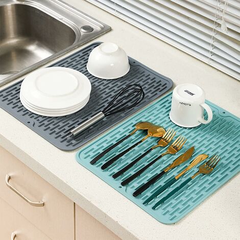 Tapis de séchage en silicone, tapis de séchage de vaisselle tapis de plaque  de drainage en