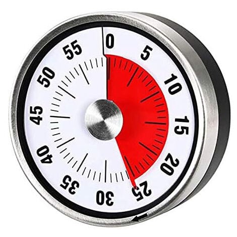 Minuterie de cuisine mécanique magnétique - compte à rebours 60 minutes  outil de gestion du temps visuel (noir)
