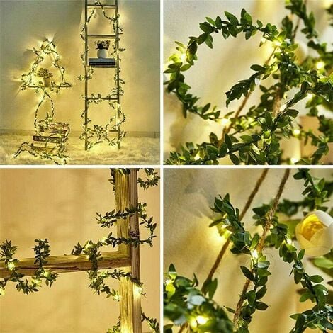 Dripex Lierre Artificiel, 10M Feuille Guirlande Lumineuse, Plantes  Artificielles avec 100 LED et Vert Feuille, Chaîne