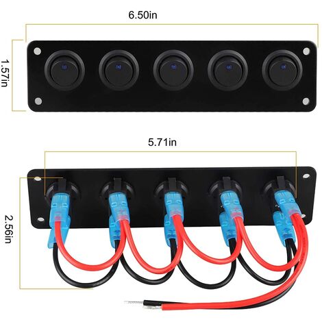 Panneau de contrôle 12V / 24V, 5 groupes de panneaux d'interrupteur à  bascule, avec chargeur USB double 5V 4.2A, Voltmètre LED étanche Fiis