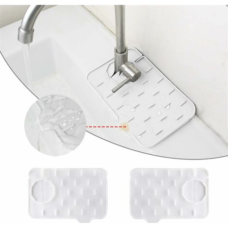 Tapis de vidange en silicone pour robinet, tapis de savon  anti-éclaboussures pour évier de cuisine, taille : extra large (beige)