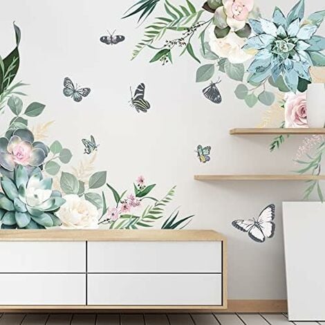 Pendaison Creative amovible bricolage fleurs colorées vigne papillon volant  Wall stickers imperméable DIY oiseau volant mur