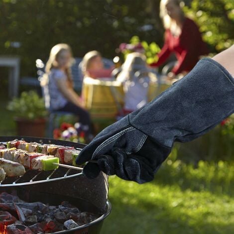Gants résistants à la chaleur, Grill, barbecue, four, soudure, gants  ignifuges en cuir pour le jardinage
