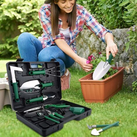 Ensemble d'outils de jardinage, 10 outils à main de jardin, cadeau de  jardinage pour femme