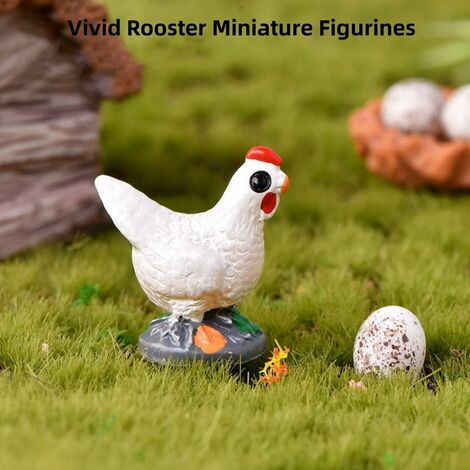 2 PCS poulet figurine animaux de ferme volaille jardin décor miniature  paysage plantes pot bonsaï décor