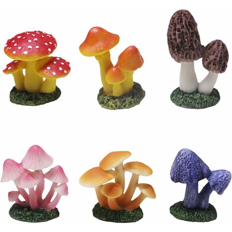 Figurine de champignon décoration - résine Petit champignon décoration  Petit champignon coloré modèle, pour aquarium