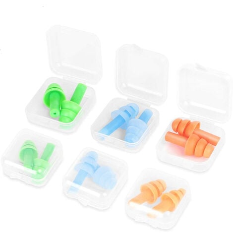 6Packs de bouchons d'oreilles en silicone réutilisables, bouchons d'oreilles  hypoallergéniques étanches pour la réduction