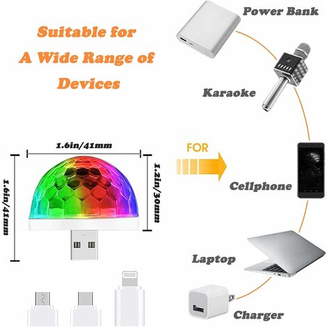 Lumières De Fête Disco Activées Par Le Son Rechargeables Avec Usb