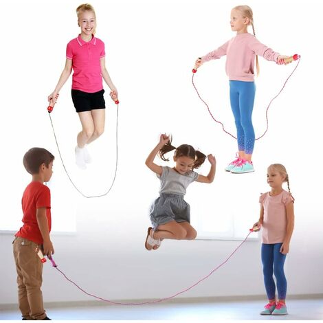 Corde à sauter, corde à sauter réglable pour enfants, corde à sauter  fitness, manche en bois