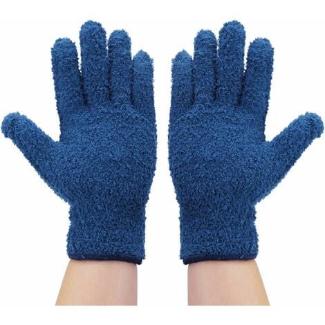 1 paires gants de saupoudrage en microfibre gant de poussière flexible et  pratique （bleu foncé）