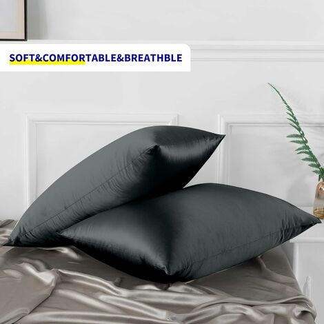Taie d'oreiller noir 100% coton 65x65 cm TEX HOME : la taie d'oreiller à  Prix Carrefour