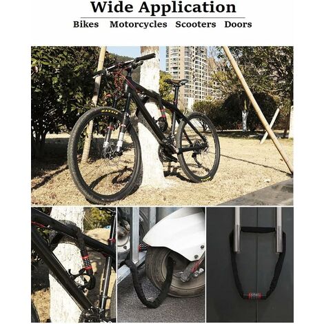 Antivol pour vélo Chaînes en acier pour cyclomoteurs Antivol à combinaison  Acier 90cm Haute qualité