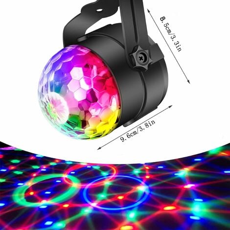 Boule disco rotative 360° à effets lumineux led rvb 3 w