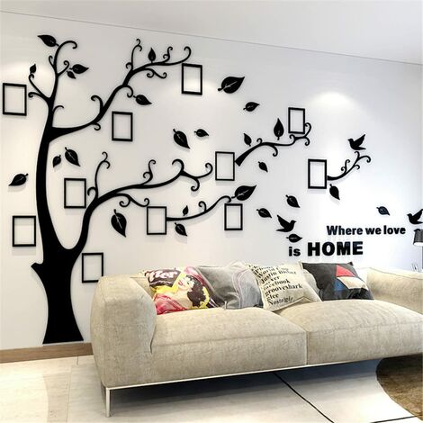 3D Mural Autocollants Arbre D'amour Acrylique Sticker Oiseau Arbre