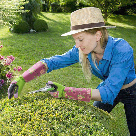 Gants de jardinage longs robustes pour femmes, gants de travail de jardin à  l’épreuve des épines Gant de manches longues de 37 cm Protégez vos bras