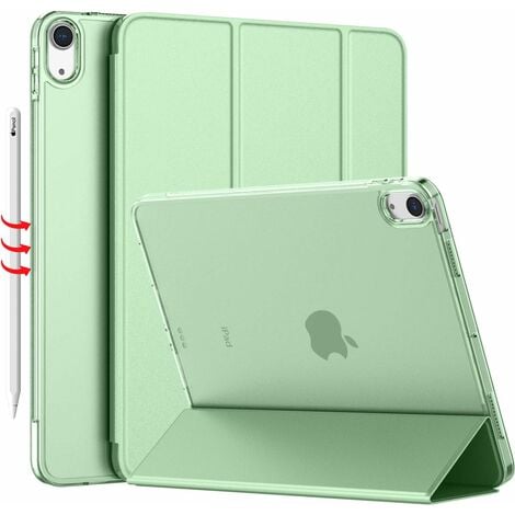 Coque fine pour iPad Air 10,9 avec dos rigide givré translucide (vert  matcha)