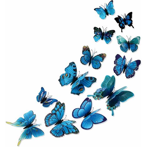 Autocollant papillon, bleu
