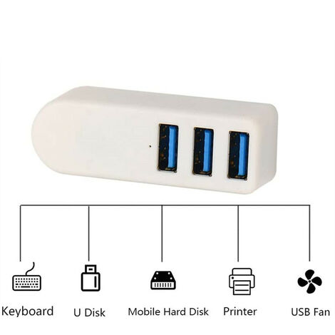 Hub USB 3.0, séparateur USB, hub mini USB 3.0 en aluminium à 3