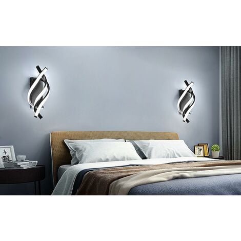 GOECO Modern LED Wall Lamp, Black Simple Creatively Aluminum Wall Sconce Light, 22W Acrylic Wall Light Decorative Lighting Fixtures for Bedroom Living Room Hallway Aisle Balcony, Cool White, 6000K
