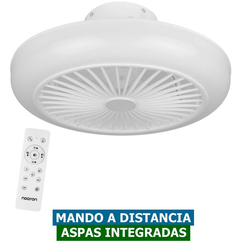 Ventilador De Techo sin aspas noaton 11045 polaris 45cm con luz led y mando 11045w blanco distancia atenuación 3 temperaturas