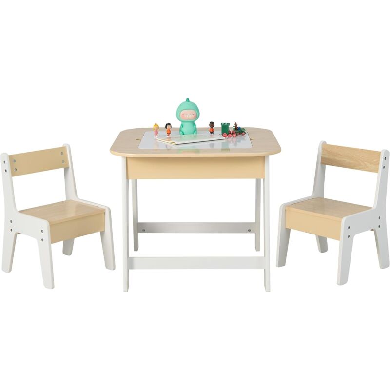 Set Tavolo E Sedia Per Bambini RELAX4LIFE Con Piano Ribaltabile - Legno, Rotolo Di Carta Incluso, Rosa
