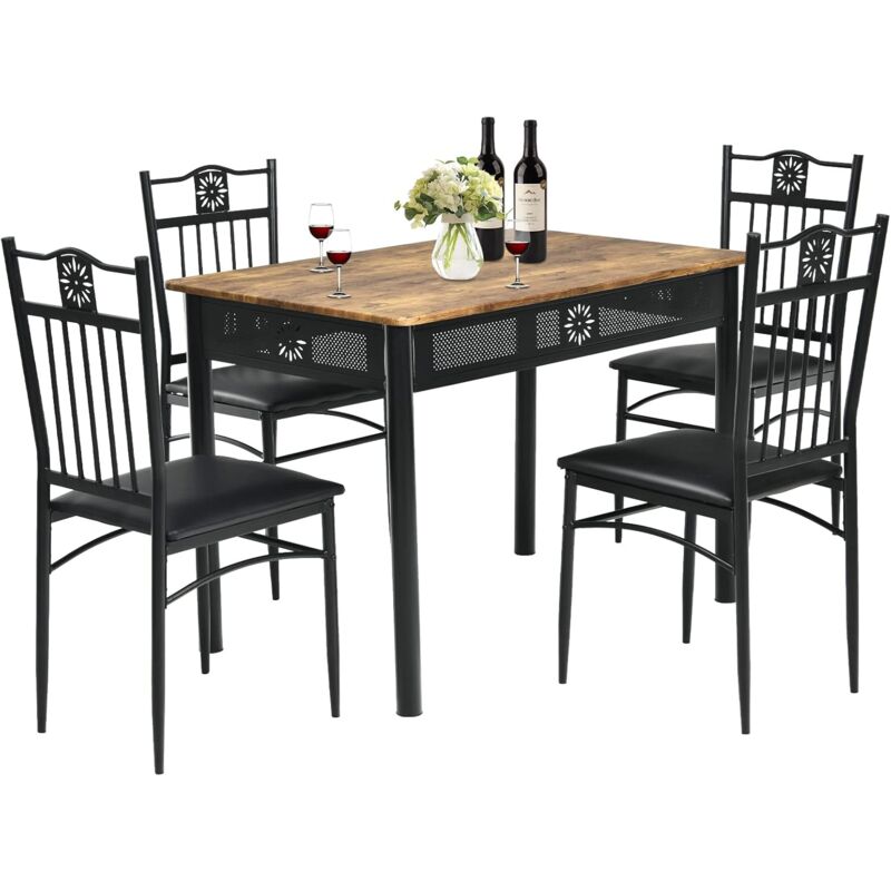 LEWE Set di 6 Sedie da Pranzo,Sedia da Cucina con Piedi In Metallo Nero, Sedie Imbottite con Schienale In Tessuto, Adatto a Sale da Pranzo, Soggiorni, Cucine,Grigio scuro