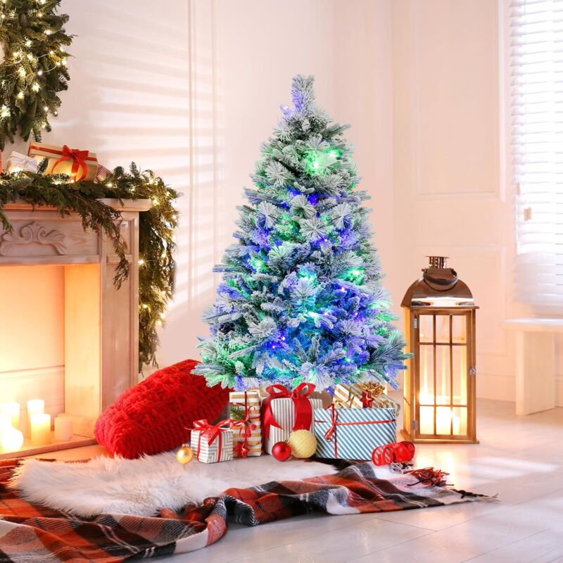 Albero Di Natale Pop-up 1,5 M Con Luci LED E Decorazioni, Set Completo Con 50 Luci Multicolore, Nastro Metallico 5m, 10 Palline, Per Interni Ed Esterni