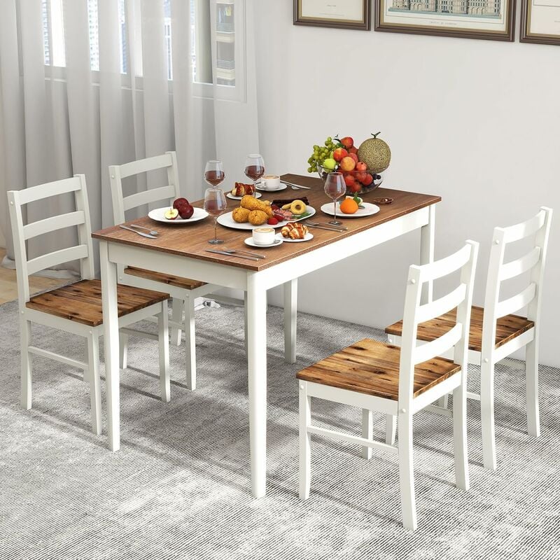 Casaria Set tavolo con 4 sedie per cucina soggiorno sala da pranzo Rovere  scuro