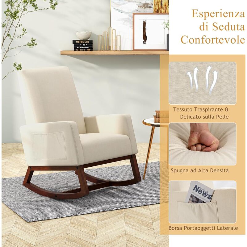 Pouf Letto RELAX4LIFE Poltrona A Dondolo Con Poggiapiedi, Sedia A