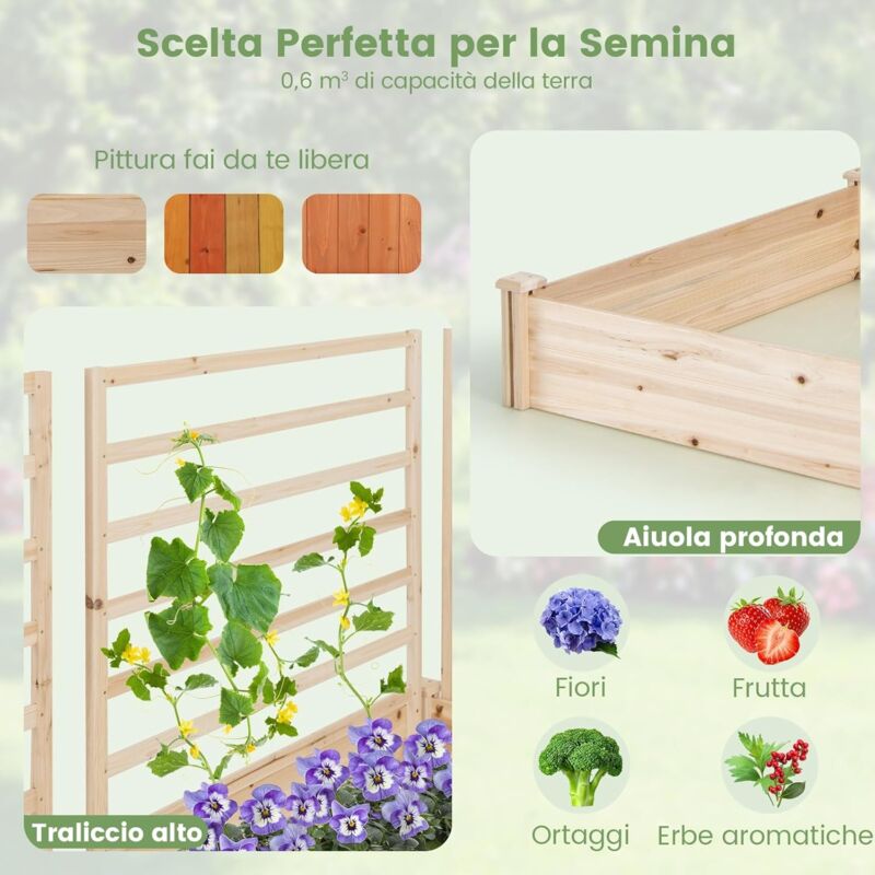 Fioriera Rettangolare Con Traliccio Per Piante Rampicanti 90x40x120 Cm In Acciaio Zincato Nero 87241771