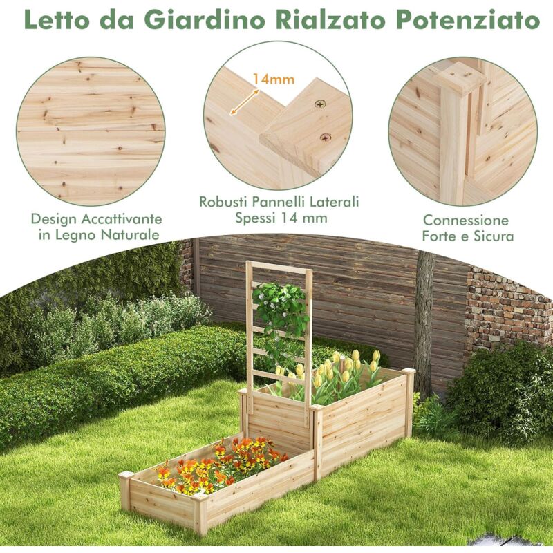 WOTEG Letto da giardino in tessuto – Fioriera rialzata con 128 galloni | Vaso per piante con 8 griglie divisorie, attrezzi da giardino, per serra per patate, piante, fiori