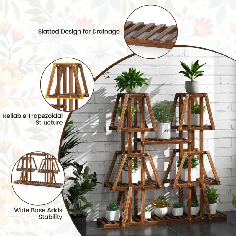 Supporto Per Piante In Metallo A 5 Ripiani – Pieghevole, Ad Angolo, Per Interni/Esterni, Balcone E Giardino, Alto - 2