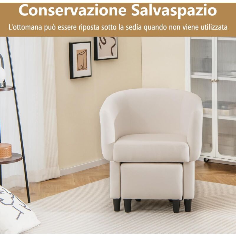 Poltroncina Da Camera TUKAILAi Poltrona Relax In Velluto Con