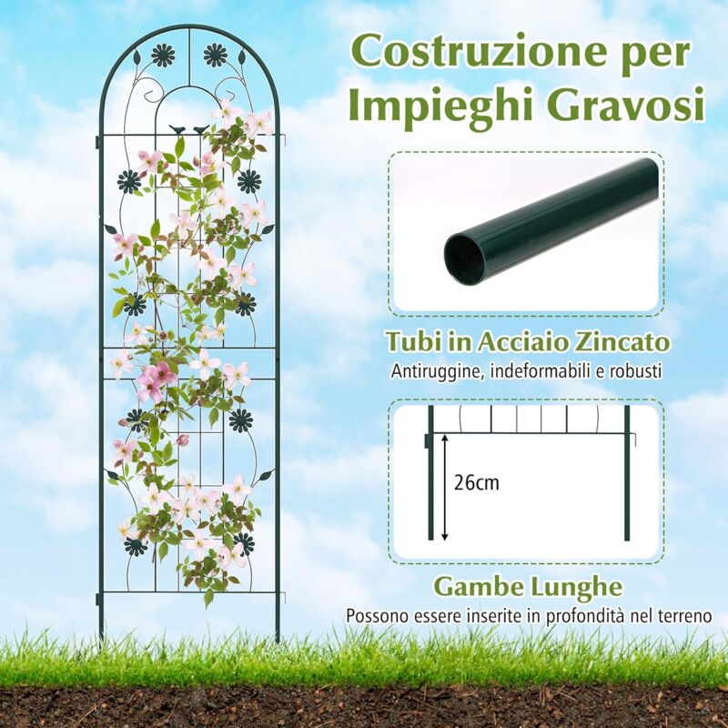 Griglia per Rampicanti, Set da 2 Pannelli da Piantare per Piante, 180 x 50 cm, Traliccio Giardinaggio, Nero, Relaxdays | Leroy Merlin
