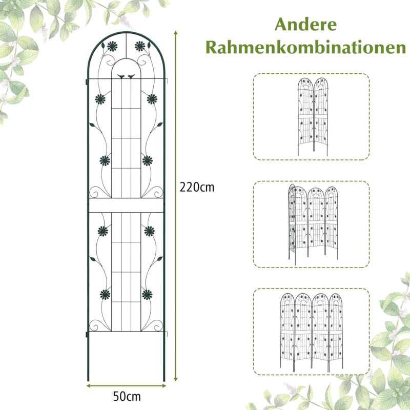 Traliccio Per Rampicanti In Metallo Zincato 180×50 Cm – Set Da 2 Pannelli Decorativi A Farfalla, Antiruggine, Per Rose Ed Edera, Da Giardino E Balcone