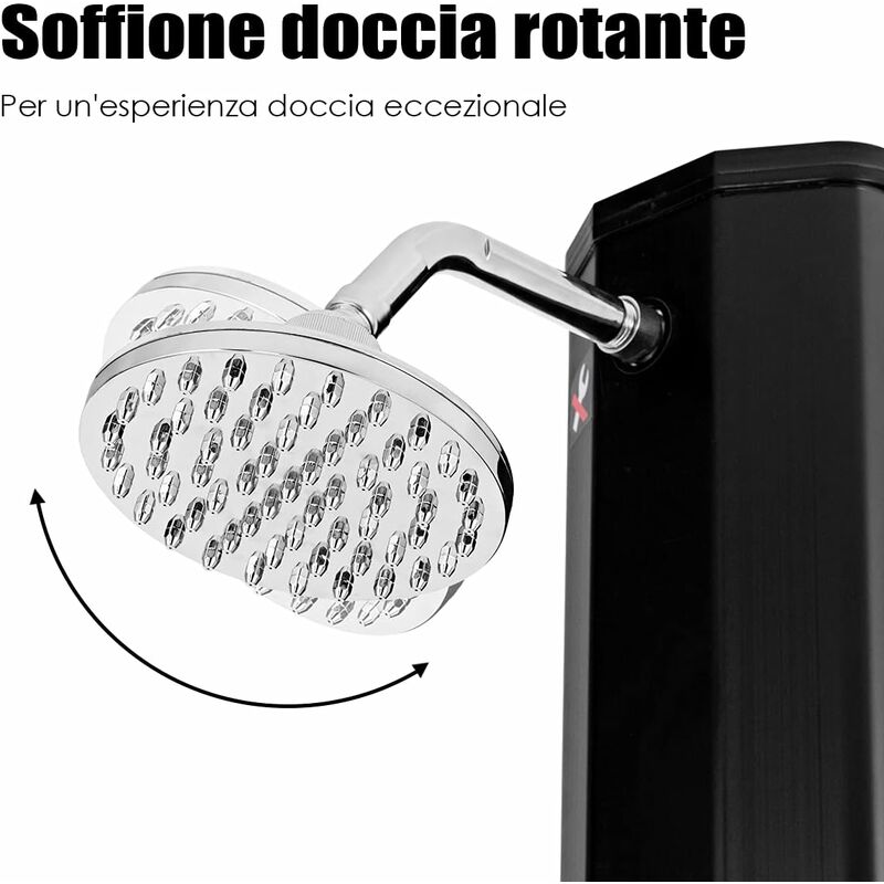 RELAX4LIFE Doccia Solare da Giardino 35 Litri, Doccia Solare da Campeggio  con Miscelatore per Acqua Calda e Fredda, Soffione Orientabile e Rubinetto  Lavapiedi, 220 x 16 cm, Nero