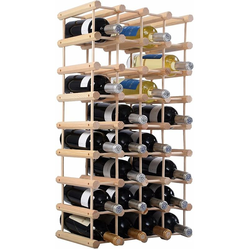 Portabottiglie a 5 livelli per vino con struttura stabile in legno  massello, Scaffale espositivo per 36 bottiglie - Costway