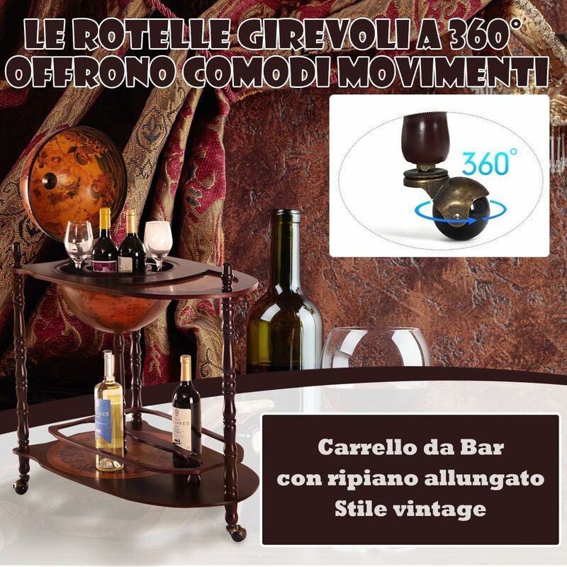 KOMFOTTEU Tavolo da bar a 4 livelli, tavolo da vino, con portabottiglie e portabicchieri, tavolo