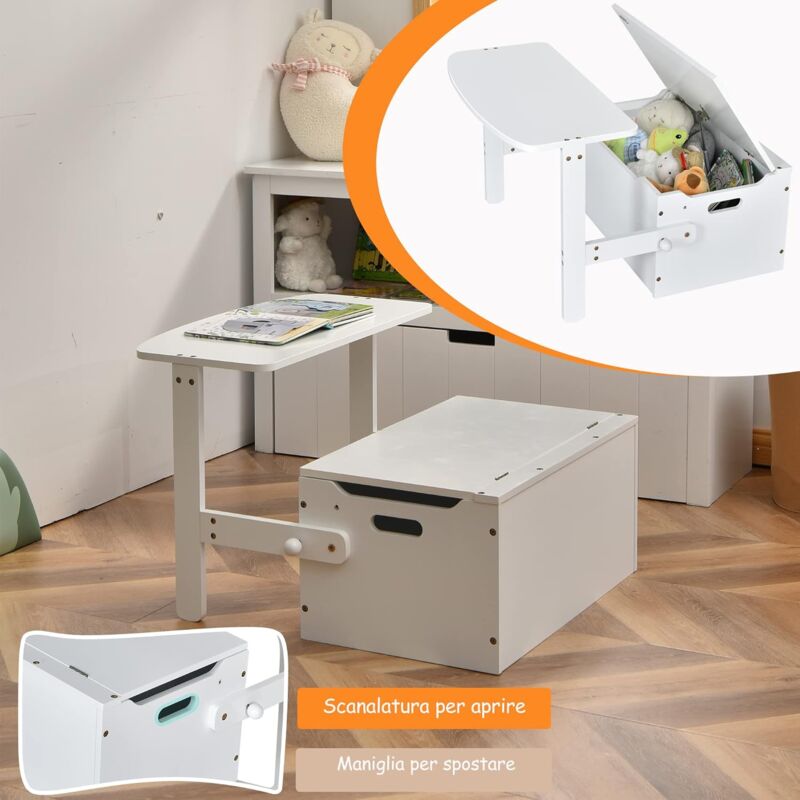 Cassapanca Trasformabile 3 In 1 Relax4Life - Seduta, Tavolo E Contenitore Per Bambini - Foto 6