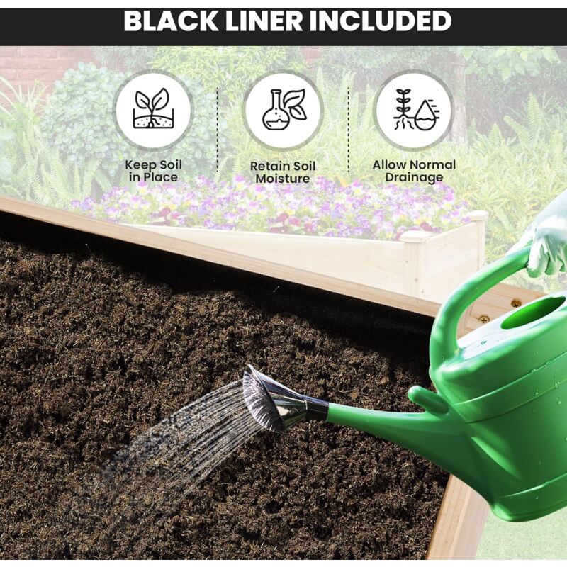 Aiuola Rialzata In Legno Per Giardino - 120x44x51 Cm, Design Pratico