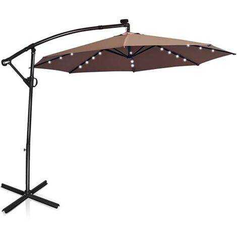 Ombrellone Da Giardino Inclinabile Con Luci LED Ombrellone Con Palo Centrale Da Esterno Parasole Da Giardino 2 7m Con Pannello Solare E 32 Led Installati Verde
