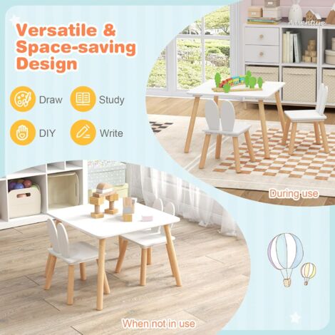Scrivania Per Bambini RELAX4LIFE Con Sedia E Rotolo Di Carta – MDF Bianco, 107,5 X 40 X 72,5 Cm, Portata 30kg