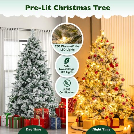 Albero di natale artificiale innevato 240 con luci LED basso consumo energetico - Giardini di Maggio
