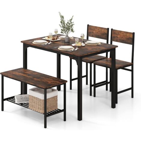 Sedie Scomponibili Set Tavolo E 2 Sedie RELAX4LIFE - Design Industriale Legno E Ferro Per Interni Ed Esterni Set Tavolo Sedie Legno Ferro
