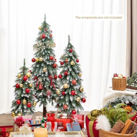 Set 3 Alberi Di Natale Slim Con Luci Incorporate: 90, 120 E 150 Cm Per Decorare
