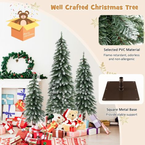 Set 3 Alberi Di Natale Slim Con Luci Incorporate: 90, 120 E 150 Cm Per Decorare