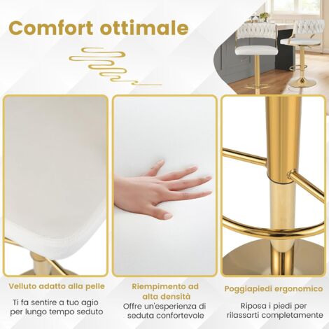 RELAX4LIFE Set Di 2 Sgabelli Da Bar Girevoli 360° – Con Seduta Imbottita In Lino E Poggiapiedi, Gambe In Legno Di Gomma, Altezza 66cm, Carico 180kg, Grigio
