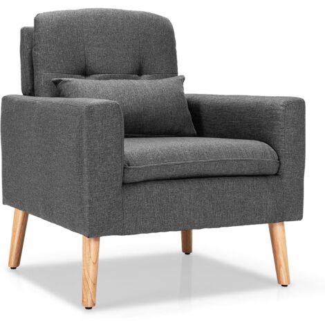 Poltrona Relax In Tessuto Con Schienale Ergonomico - Imbottita Sfoderabile, Legno Di Betulla - Foto 5